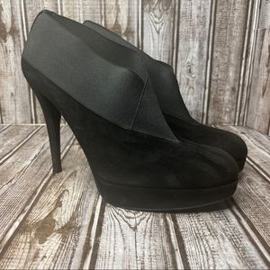 Stuart Weitzman Black Suede Platform Heel Booties